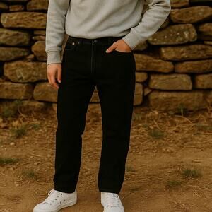 Levi’s 505 Men’s Jeans 38x32 Black Denim Regular Fit Zip Fly Straight Leg